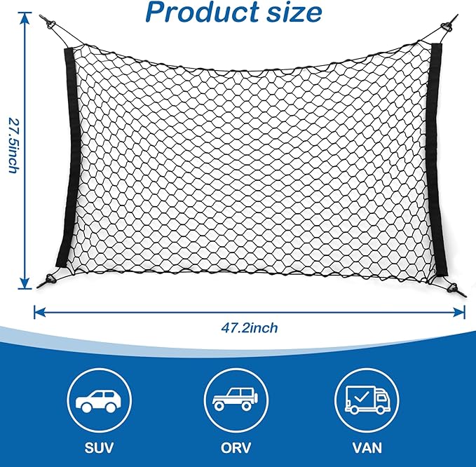 Dog Car Barrier Net Pet Car Divider Back Seat Barrier Net for Trucks, SUV, Full Sized Sedans Pet Restraint Car Backseat Divider Vehicle Gate Cargo Area Travel Trunk Mesh Net Screen Barricade