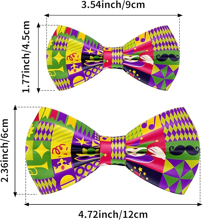 PET SHOW 10 Pack Mardi Gras Big Dog Bow Ties Sliding Collar Attachment Pet Bowties for Medium Large Dogs Holiday Party Bowknots Collar Charms Grooming Accessories