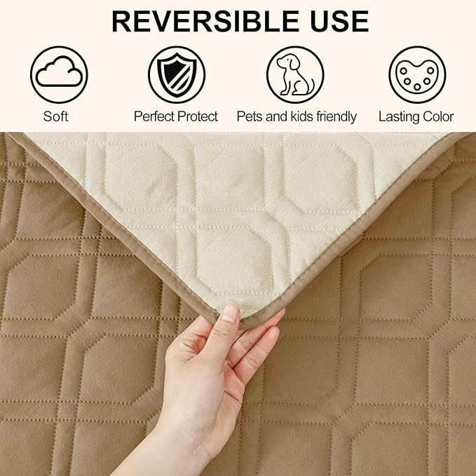 Smiry Waterproof Dog Blanket, 40x50 Inch Soft Pet Bed Cover Reversible, Washable Sofa Couch Furniture Protector for Small Medium Large Dog Puppy Cat, Geometric, Camel/Beige
