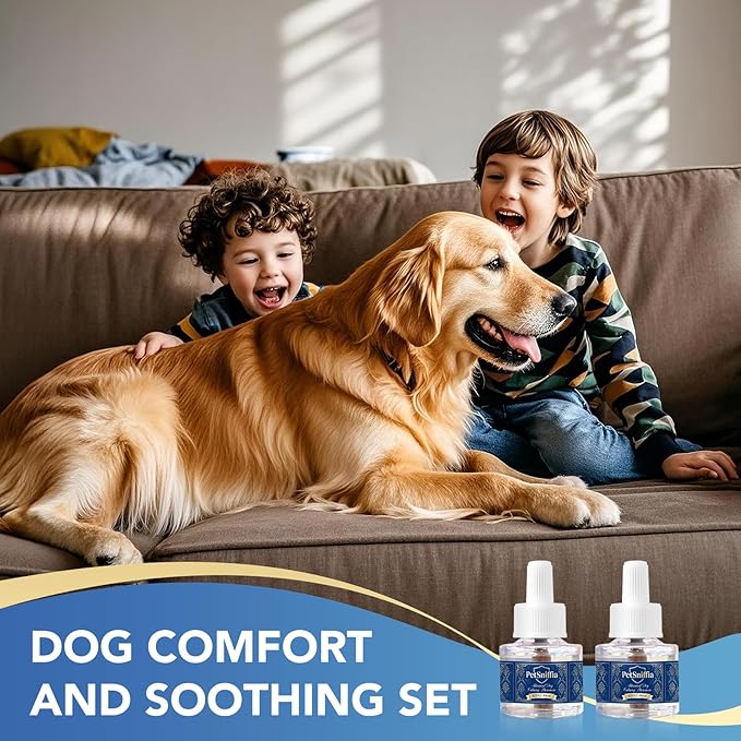 Adanced 180 Day Dog Calming Diffuser, Calming Pheromones Diffuser Kit Appeasing Pheromone Diffuser to Calm (6Refill+Interactive GiftCard) for Anxiety Relief Reduce Aggression Fighting Barking Stress
