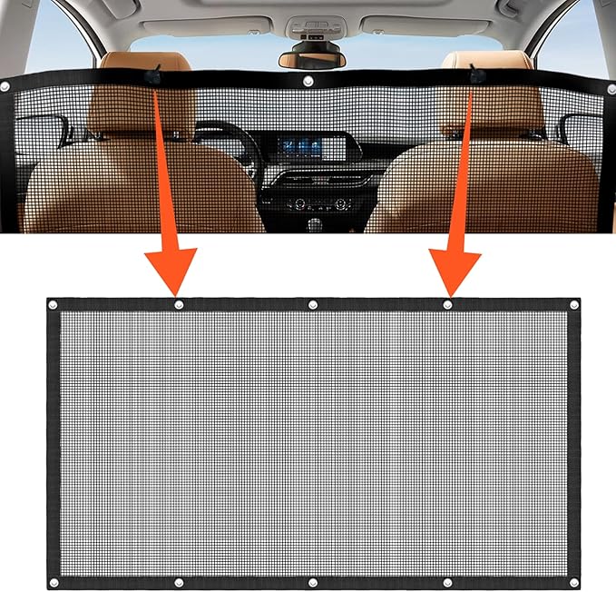Dog Car Barrier Pet Car Divider Net with Adjusting Rope and Hook Multifunctional car Dog guardrail Used for SUV Car Truck
