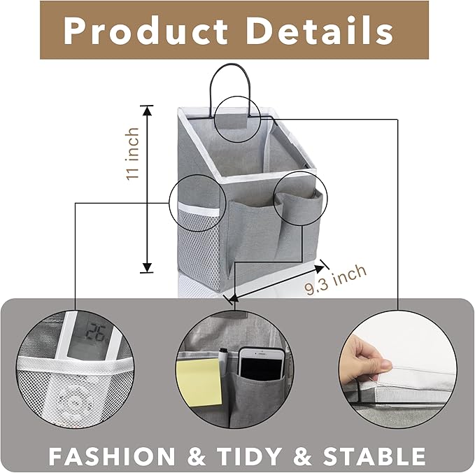 2pcs Wall Hanging Baskets for Organizing, Wall Hanging Storage Bag as Over the Door Organizer, Wall File Organizer, Rv Storage and Organization. For Bedroom, Office, Camper (Khaki-Upgraded)