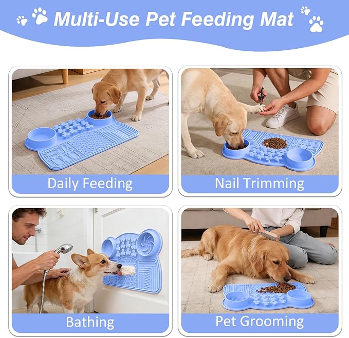 Slow Feeder Insert Dog Indoor Pet Bowl (Blue Panda)