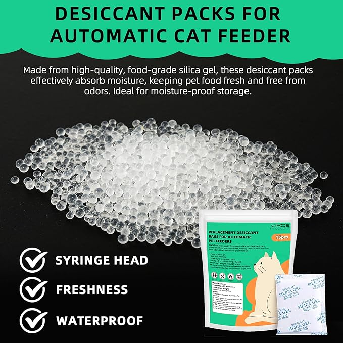15-Pack Replacement Desiccant Bags Compatible with Pet-kit Automatic Pet Feeders, and (4 Bottles, Fresh Lotus) Cat Litter Deodorizer Compatible with PETKIT PuraX PuraMax Self-Cleaning Cat Litter Box