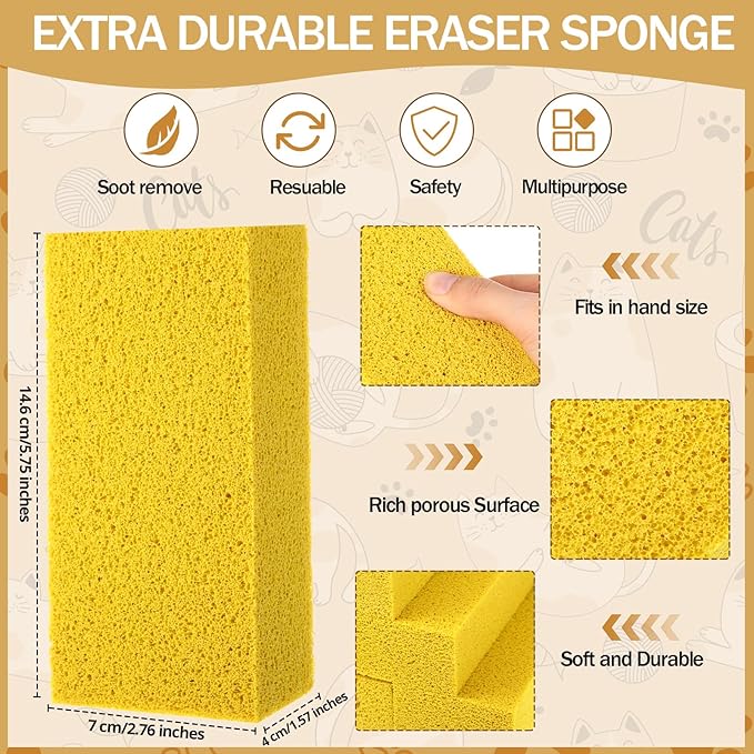 8 Pack Pet Hair Lifter Remover Sponge Cat and Dog and Other Pet Hair from Furniture, Carpet, Bedding and Clothing, Removal Tool, 5.91 x 2.76 x 1.57 Inches