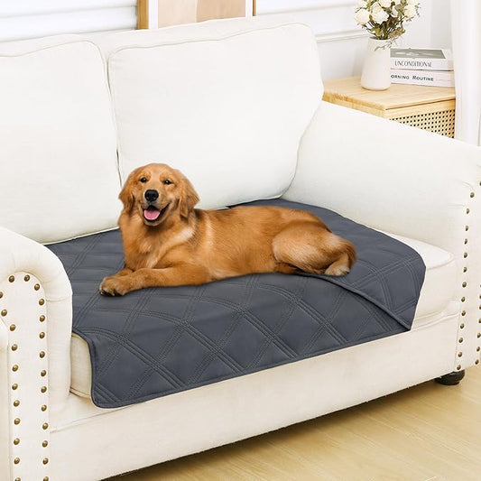Smiry Waterproof Dog Bed Cover Blanket 30x53, Soft Reversible Pet Blanket, Washable Leakproof Cats Dogs Couch Cover for Sofa, Couch, Furniture, Lattice, Dark Grey/Dark Grey