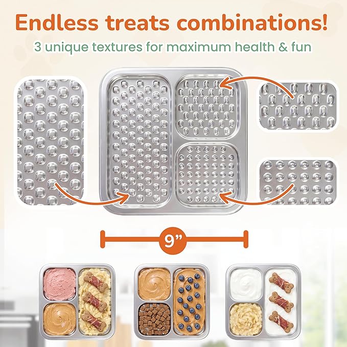 Stainless Steel Lick Mat for Dogs & Cats, Large Non-Slip Slow Feeder Pad with Suction Cups, Chew-Proof Dog Licking Mat for Anxiety Relief, Bathing & Grooming Time