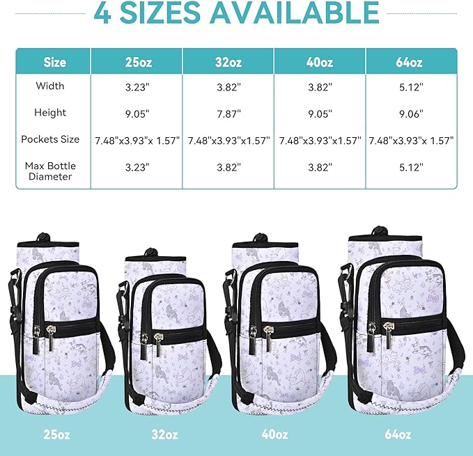 AUPET Water Bottle Sling Bag Sleeve Holder Carrier 25/32/40/64 oz,Insulated Crossbody Water Bottle Case Cover with Strap and Pockets for Men/Women Walking Hiking