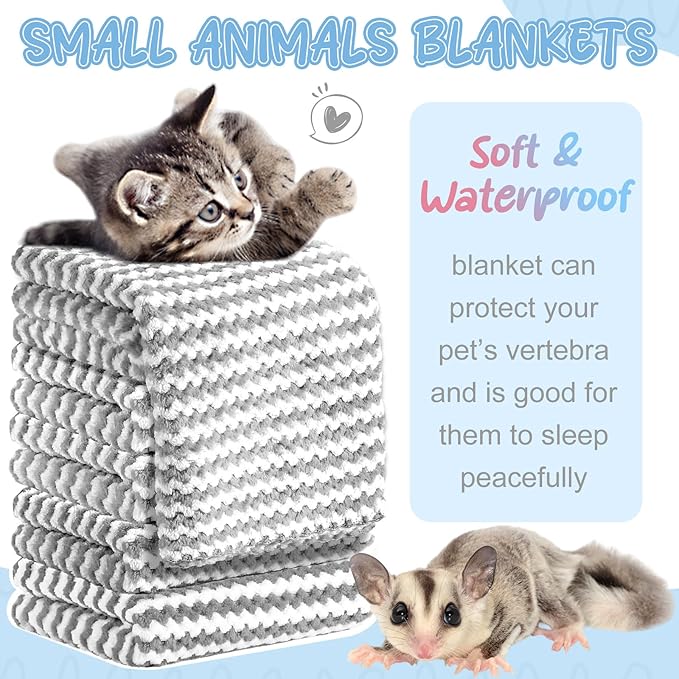 5 Pcs Waterproof Guinea Pig Fleece Bedding Blankets Absorbent Guinea Pig Cage Liner Washable Small Animal Pee Pad Reusable Pet Blanket Wash Cloth Bedding Mat Pad(Gray,18 x 24 Inch)