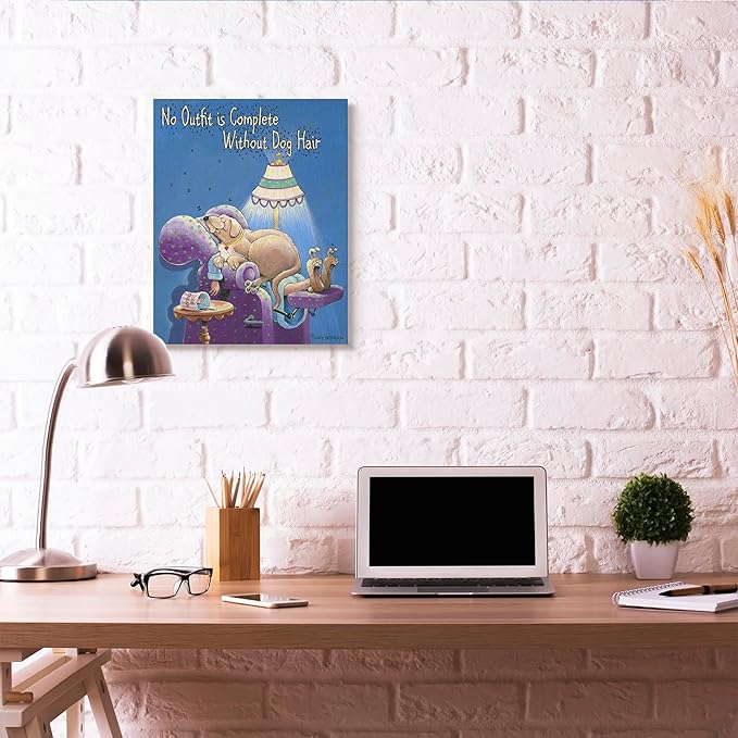 Stupell Industries 'Outfit Dog Hair Funny Cartoon Pet Design', Canvas Art, 24 x 30 Inches, Easy to Hang and Sturdy, Made in USA, by Gary Patterson