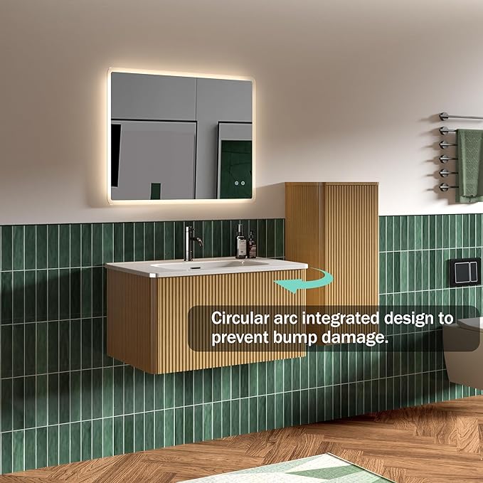 Bathroom Vanity with Sink,Large Storage Wall Mounted Floating Bathroom Vanity with Overflow for Modern Bathroom, One-Piece Sink Basin Minimalist Bathroom Sink Cabinet