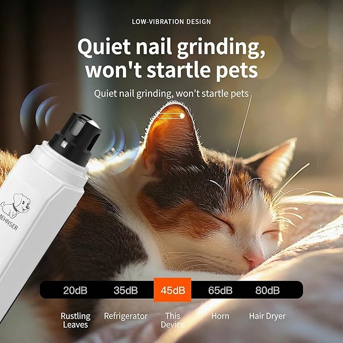 Silent Groom pro Nail Grinder, 2026 New Nail Grinder with 3 Adjustable Speeds & Led Light, Painless Paws Grooming for Small Medium Large Dogs & Cats (1+2*Replacement Head)