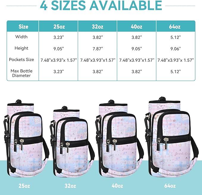 AUPET Water Bottle Sling Bag Sleeve Holder Carrier 25/32/40/64 oz,Insulated Crossbody Water Bottle Case Cover with Strap and Pockets for Men/Women Walking Hiking