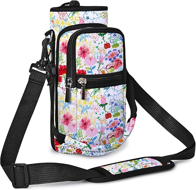 AUPET Water Bottle Sling Bag Sleeve Holder Carrier 25/32/40/64 oz,Insulated Crossbody Water Bottle Case Cover with Strap and Pockets for Men/Women Walking Hiking