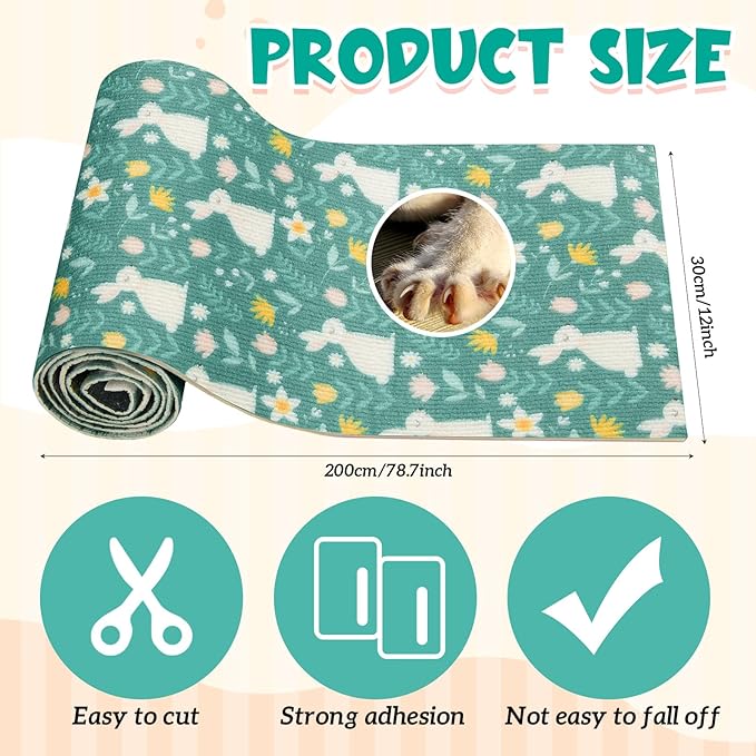 Rabbit Scratch Mat 12 Inch x 6.56 ft Self Adhesive Bunny Scratching Pad Claws and Teeth Care Rabbit Mat for Cages Floor Scratching Pad for Small Pets Biting Sleeping Nesting