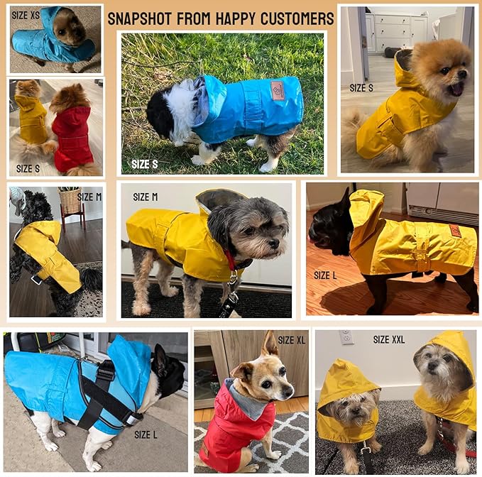 Dog Raincoat Dog Rain Jacket Poncho Waterproof Snowproof Pet Rain Suit Lined Warm Lining Hooded Leash Hole Adjustable Puppy Small Medium Dogs,Blue,XXL