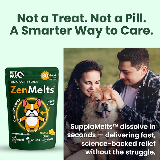 Calming Strips for Dogs–Dog Anxiety Relief & Sleep Aid with Melatonin, Chamomile & L-Theanine–Easier and Faster Than Dog Calming Chews – Supports Fireworks, Travel & Stress (30 Pack).