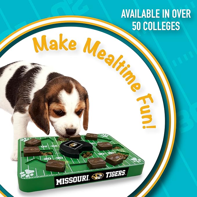 NCAA Puzzle Toy Slow Feeder, Puzzle Treat Dog Toy, Interactive Dog Treat Toy, Dog Puzzle Feeding Slow Toy (Missouri Tigers)