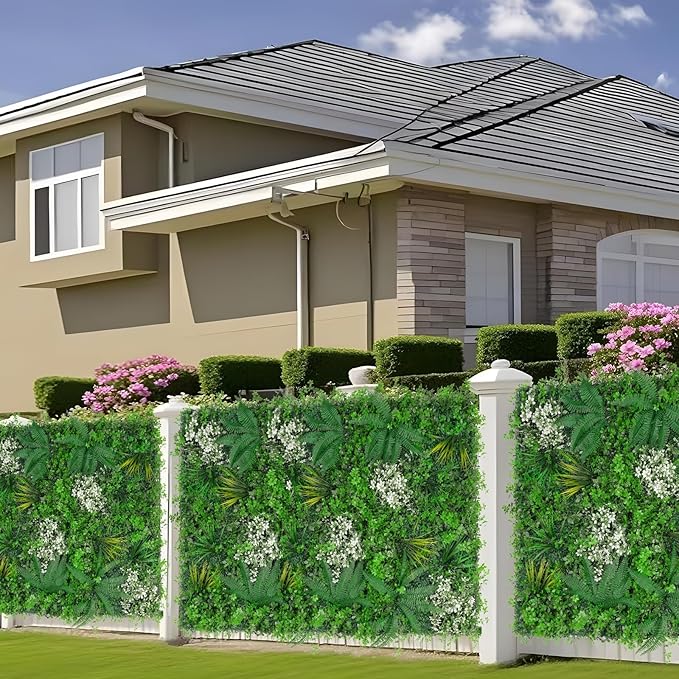 20"X20" Artificial Grass Wall, 12PCS Boxwood Panels UV-Protected Faux Grass Backdrop Wall,Greenery Privacy Hedge Screen for Outdoor Garden Patio, Indoor Party Balcony Fence Decor
