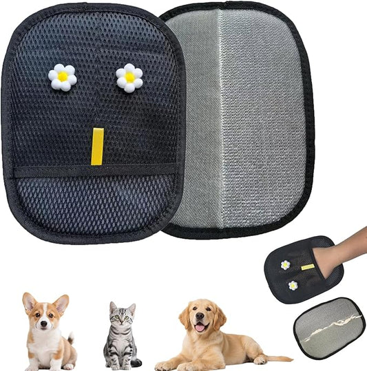 Extra Large Thickened Pet Hair Removal Glove for Dogs & Cats, Upgraded Reusable Electrostatic Pet Grooming Magic Mitt with Cute Design for Furniture, Sofa & Clothes
