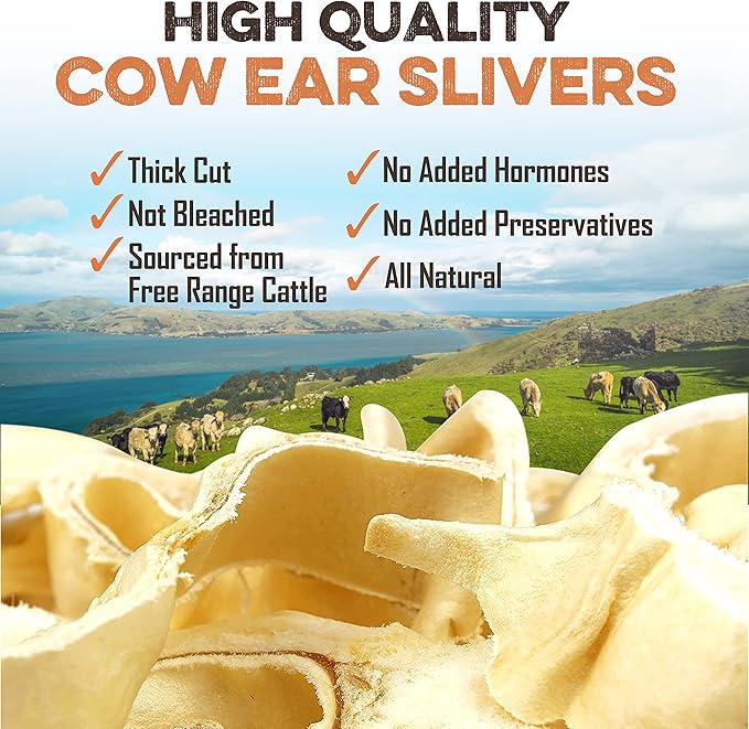 BRUTUS & BARNABY Cow Ears for Dogs – Thick Cut, Grass-Fed Angus Beef, All-Natural No-Rawhide Dog Treat Alternative