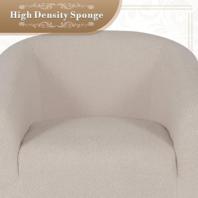 Athena Collection Modern Barrel Accent Chair, Furry Cozy Reading Arm Chair for Adults, Soft Comfy Upholstered Sofa Armchair for Corner, Living Room, Bedroom, Reception Room, Grey