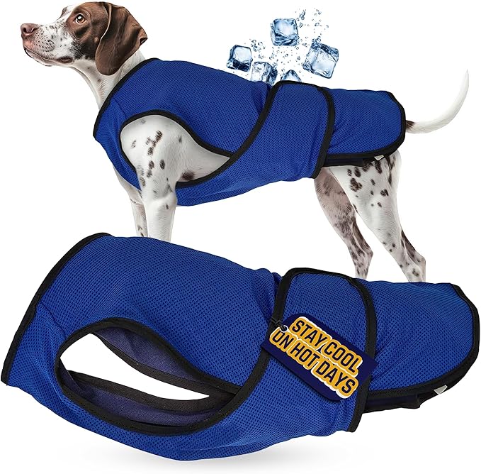 Dog Cooling Vest – Lightweight Jacket for Dogs with Zip Neck & Velcro – Easy On/Off Cooling Coat for Walks, Travel & Outdoors - XXL