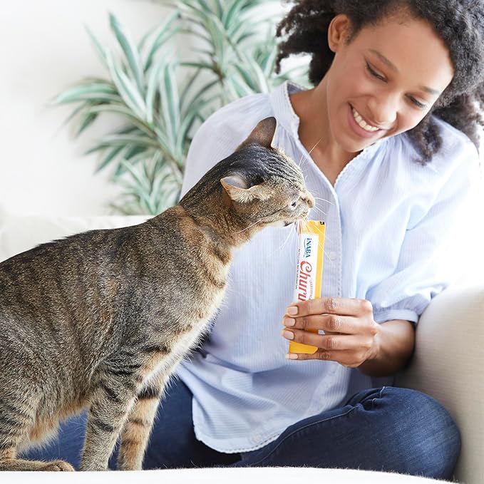 INABA Churu Cat Treats, Lickable, Squeezable Creamy Purée Cat Treat with Green Tea Extract & Taurine, 0.5oz. Each Tube, 20 Tubes, Tuna & Chicken Variety