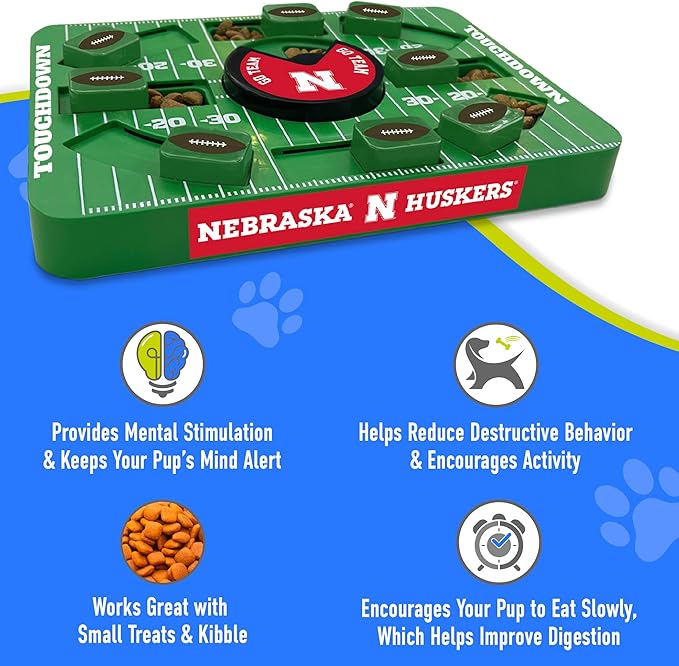 Pets First NCAA Nebraska Large Puzzle Toy - Interactive Treat Dispenser, Slow Feeder for Dogs, New Large Size