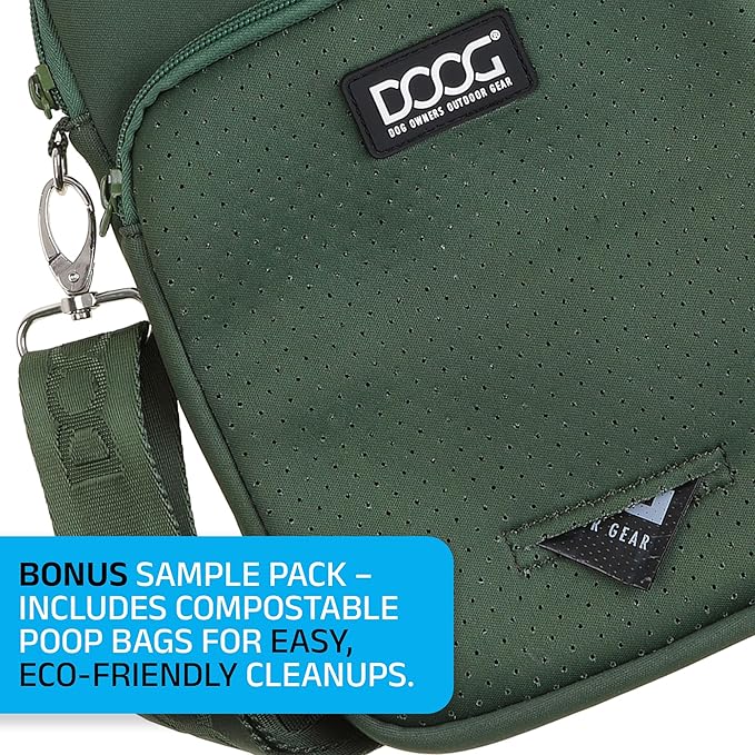 DOOG Walkie Bag - Adjustable Dog Treat Pouch Shoulder Bag with Poo Bag & Water Bottle Compartments - Comfort Fit for Everyday Use