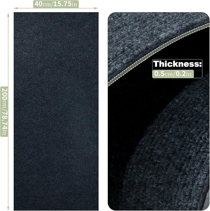 Uranshin Cat Scratch Mat, Trimmable Self-Adhesive Furniture Protector, Scratching Post Carpet 78.7"x15.8" Couch Protector From Claws (Dark Grey)