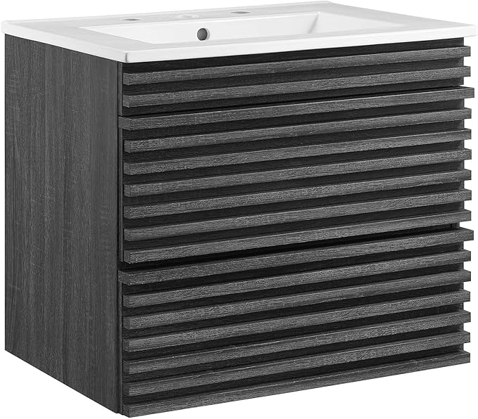 Modway Render 24" Wall-Mount Bathroom Vanity in Charcoal White