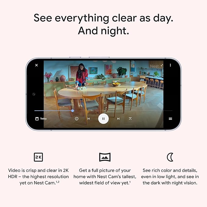 Google Nest Cam Indoor (Wired, 3rd Gen) - Security Camera with 2K Video and Gemini, Night Vision, 2-Way Audio, Works with Google Home - 2025 Model - Berry