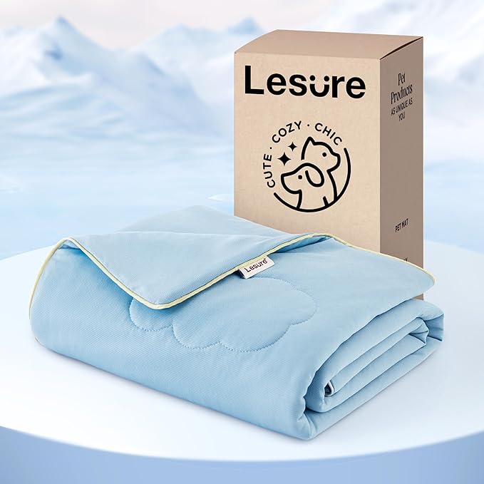 LE SURE Premium Cooling Blankets for Small Dogs - Washable Dog Cooling Throw Blanket with Q-MAX>0.4，Durable Self Cooling Pet Mat for Cat, Soft Cooling Summer Blanket for Hot Weather, Blue, 25x35