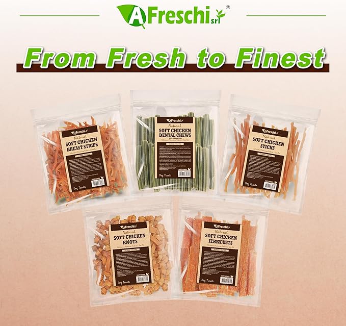 Afreschi Natural Soft Chicken Jerky Cuts 16 oz, Dog Treats, All Natural, Hypoallergenic & Grain-Free, High-Protein, Healthy & Easily Digestible, Soft Texture