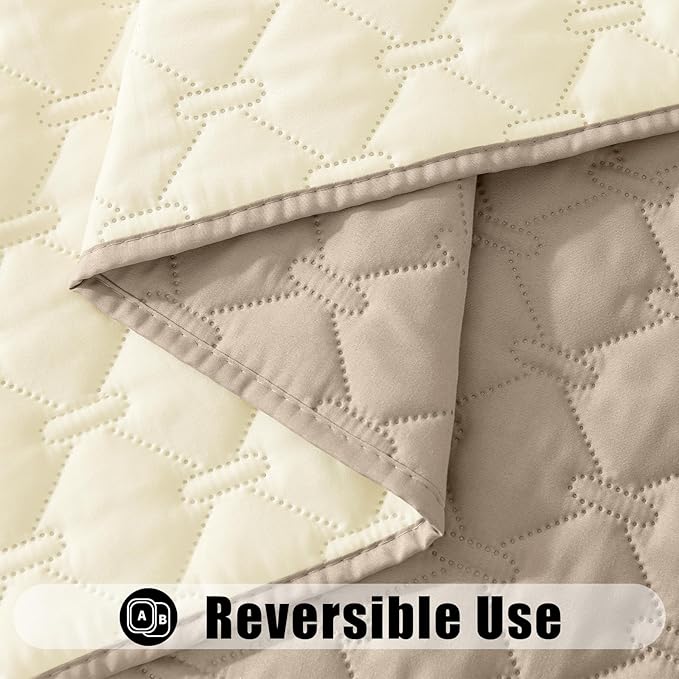 Smiry Waterproof Dog Bed Cover Blanket, Soft Reversible Pet Blanket, Washable Leakproof Cats Dogs Couch Cover for Sofa, Couch, Furniture, Plaid (40x50 Inch, Taupe/Beige)