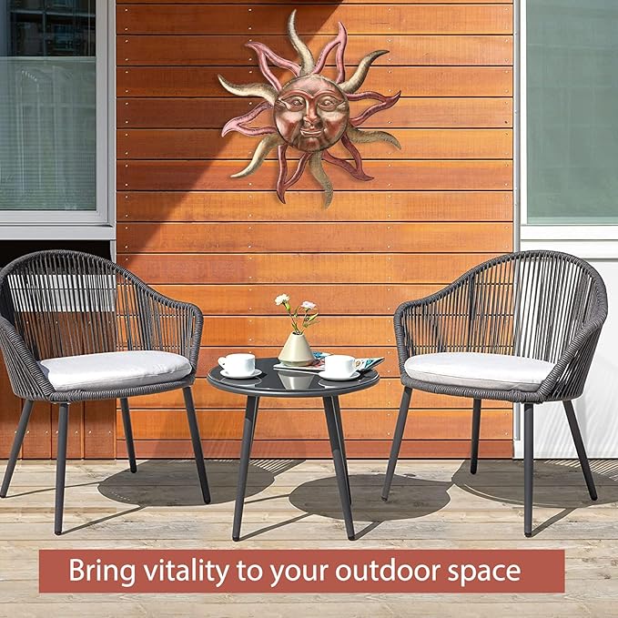 HOBYLUBY Large Outdoor Wall Decor Rust Proof, Sun Face Metal Wall Art Decor Hanging for Indoor Outdoor, Patio, Fence, Garden(26 Inch)