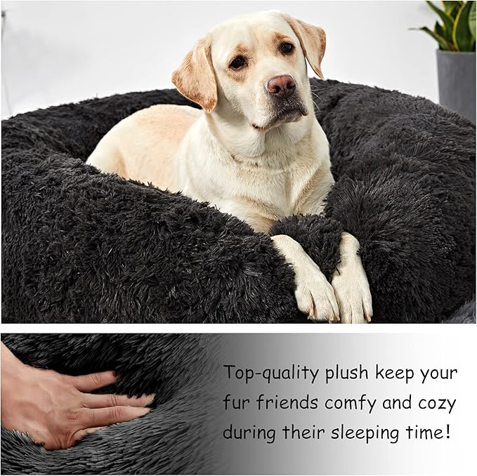 Washable Dog Round Bed - XLarge Donut Dog Bed, Comfy Calming Cuddler