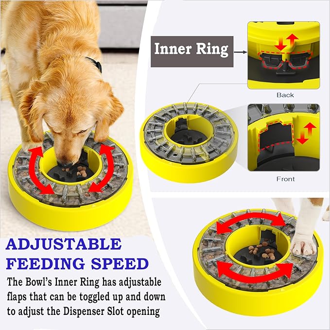 Awesome Puzzle Slow Feeder Dog Bowl; Prevents & Relieves Anxiety & Boredom! Better Digestion Leads to a Happier & Healthier Pet. Wonderful Enrichment Puzzle