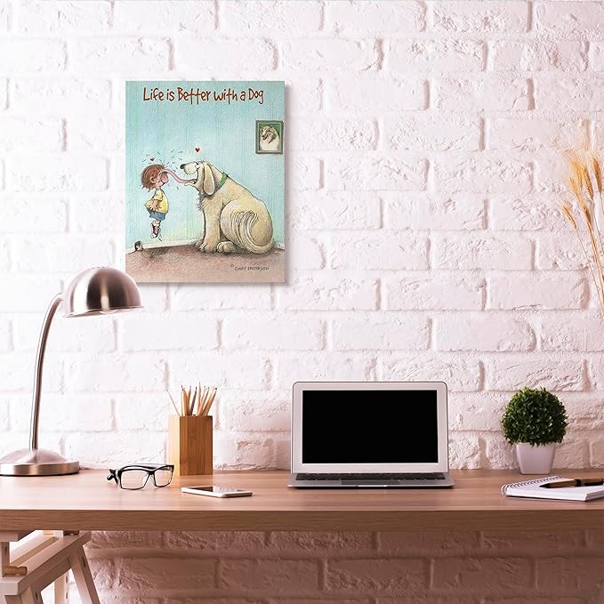 Stupell Industries 'Life is Better with A Dog Funny Pet Cartoon Design', Canvas Art, 24 x 30 Inches, Easy to Hang and Sturdy, Made in USA, by Gary Patterson