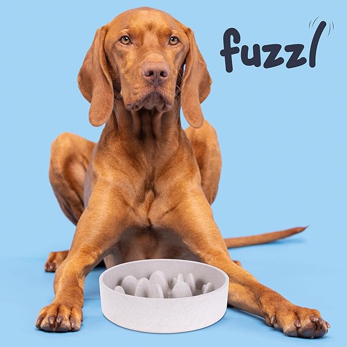 Titan Bamboo Slow Feeder Dog Bowl Large with Ultra Grip Rubber Base Pet Bowl 8 Inch