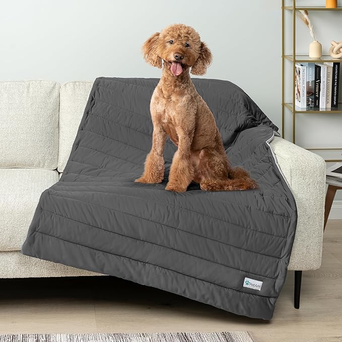 PetAmi Cooling Mat for Dog, Premium Pet Cooling Blanket for Crate Kennel, Indoor Cat Cool Sleeping Pad, Q-MAX Cold Sofa Couch Cover for Summer, Gray/Light Grey, Large (40x60)