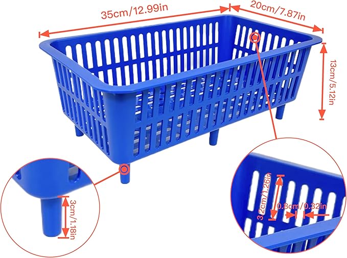 YDB Storage Plastic Drain Basket with Feet for Sorting Live Fresh Shellfish Oyster Abalone Scallop Geoduck Clams Mussels or Garden Harvest 4PCS (White+White+Blue+Red)
