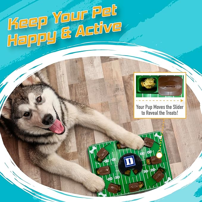 NCAA Puzzle Toy Slow Feeder, Puzzle Treat Dog Toy, Interactive Dog Treat Toy, Dog Puzzle Feeding Slow Toy (Duke Blue Devils)