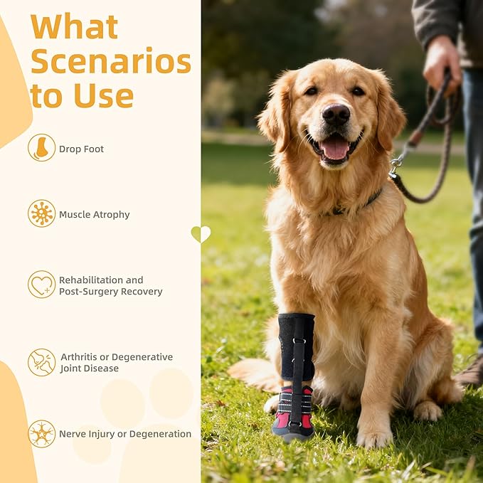 Toe Grips for Senior Dogs,Strap-On Drop Foot Brace for Dogs— Dog Knee Pads,Corrective Dog Shoes to Safely Lift Toes for Foot Issues, Arthritis, and improving Walking gait in Dog(XL)