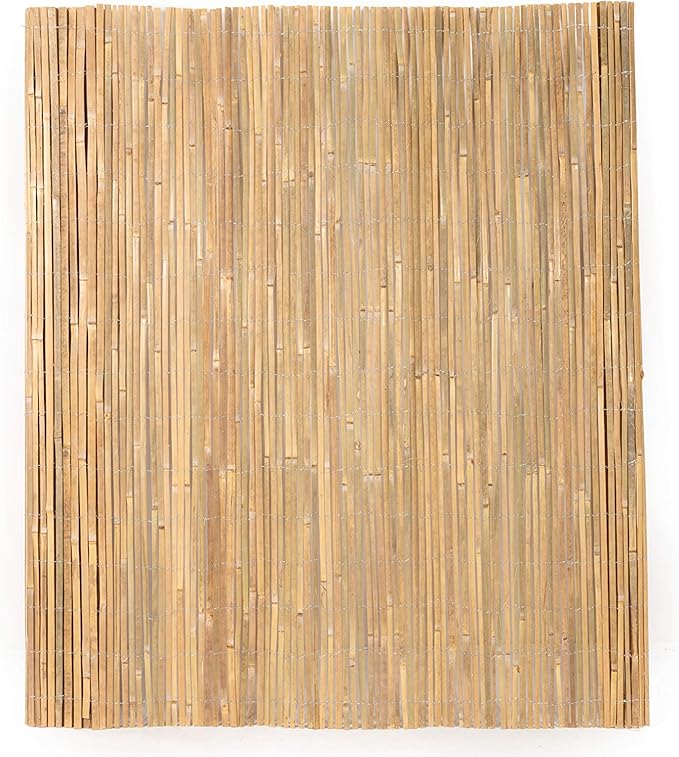 Mininfa Natural Bamboo Slat Screening, Eco-Friendly Privacy Slat Fence, Bamboo Screen Panel Roll for Balcony or as Wind and Sight Protection (1.8m x 4m)