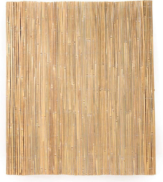 Mininfa Natural Bamboo Slat Screening, Eco-Friendly Privacy Slat Fence, Bamboo Screen Panel Roll for Balcony or as Wind and Sight Protection (1.8m x 4m)