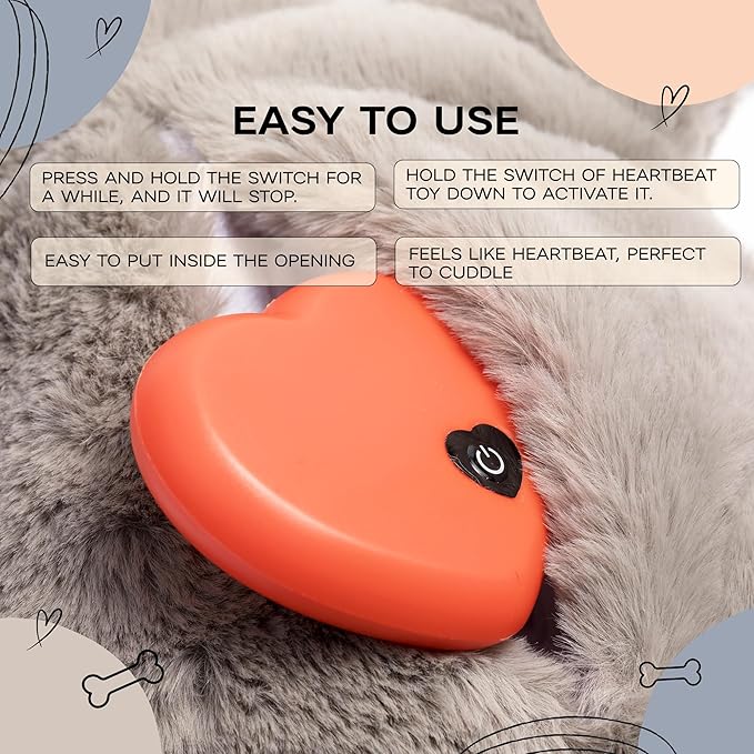 Heartbeat Puppy for Dogs with Blanket, Heat Packs and Chew Toy - Pet Anxiety Relief and Calming Sleep Aid - Perfect Dog Stuffed Animal for Behavioral Crate Training - Dog Toys