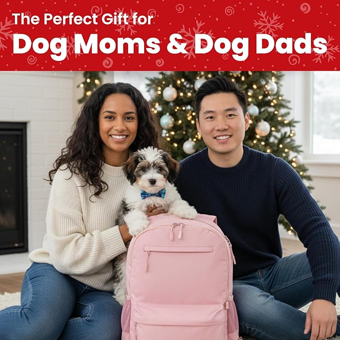 Dog Travel Bag for Supplies - Complete Doggy Diaper Bag Backpack - Ideal Gift for Dog Lovers, Doggy Moms for Christmas - Laptop Sleeve, 2 BPA-Free Bowls, Food Container, Treat Pouch: Dusty Pink