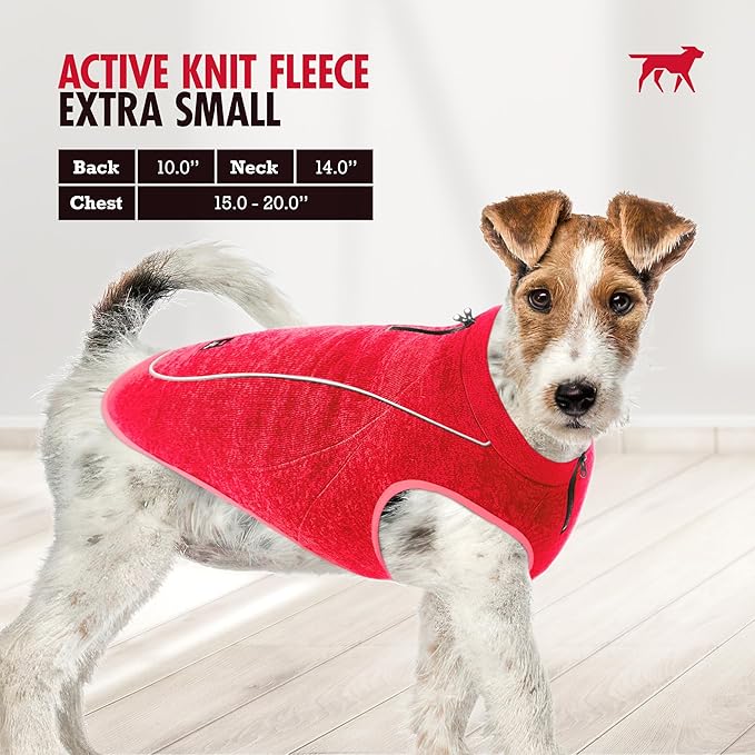 Insulated Fleece Sweater for Dogs | Lightweight Warm Dog Vest | Zipper Port for Harness | Cold Weather Winter Jacket | Rain Snow Repellant Coat | Adjustable for Small Medium Large Girl Dogs (Red/XS)